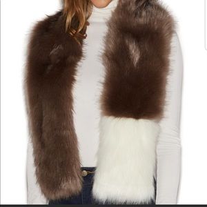 FAUX FUR STOLE | ONE SIZE FITS MOST| CREAM AND BROWN | FAUX FUR